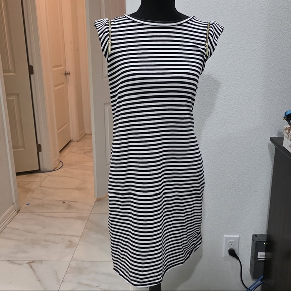 MICHAEL Michael Kors Dresses & Skirts - MICHAEL Michael Kors Black and White Striped Midi Dress